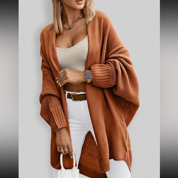 Luxe Comfy Long Sleeve Oversized Loose Relaxed Fit Knit Cocoon Cardigan Sweater - Picture 2 of 5